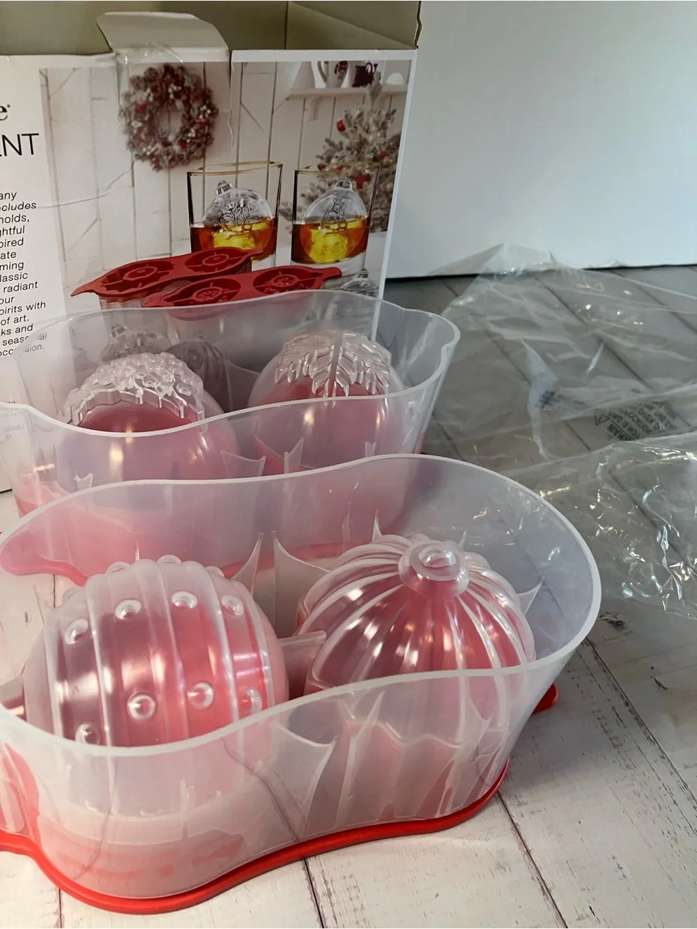 Brookstone Ornament Ice Mold Set Open Box Christmas Spheres Holiday